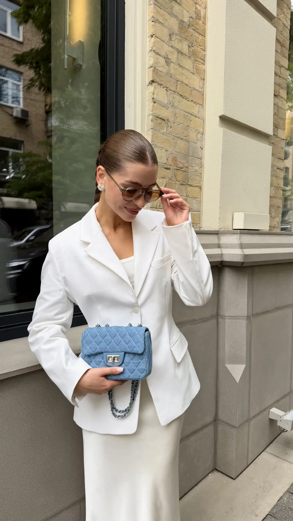 Flap denim mini